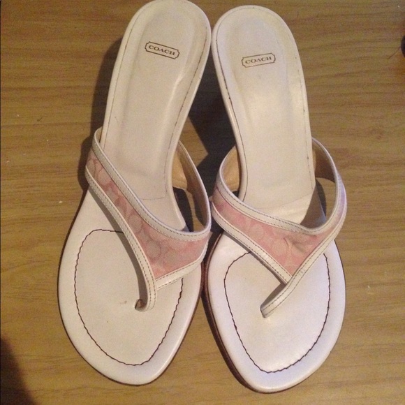 Coach Pink/White Thong Sandals Size 7.5 - Picture 1 of 5